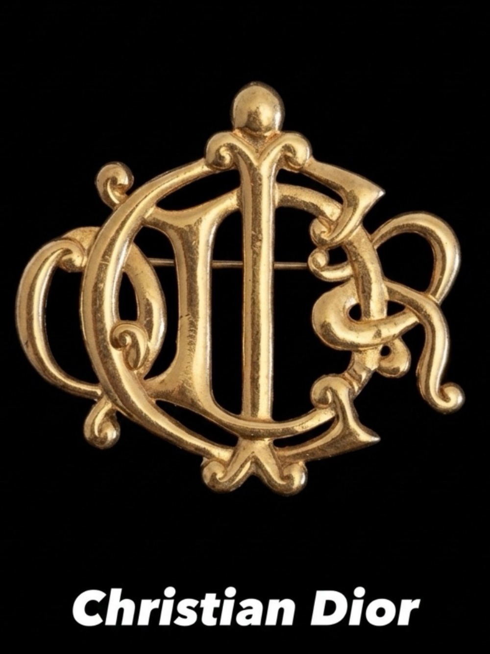 #135 CHRISTIAN DIOR Monogram Logo Brooch
